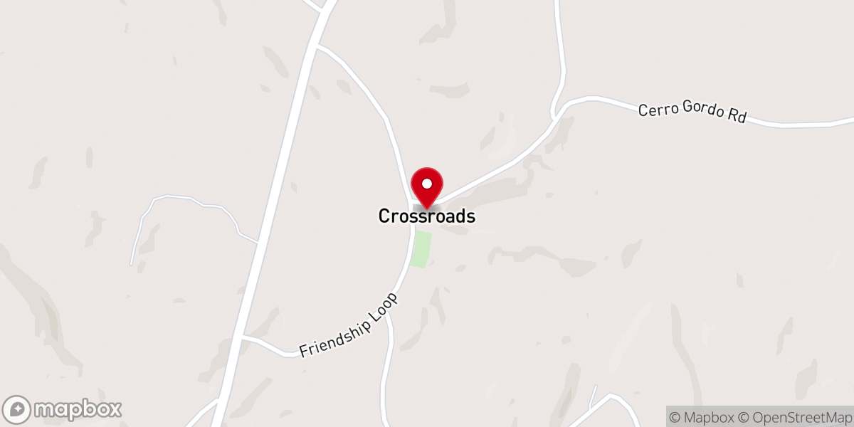 Map showing location of Crossroads Union Church