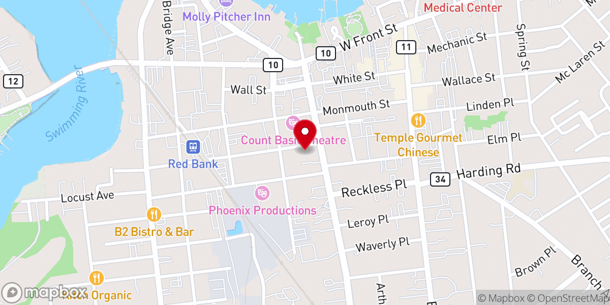 Map showing location of First Baptist Church of Red Bank