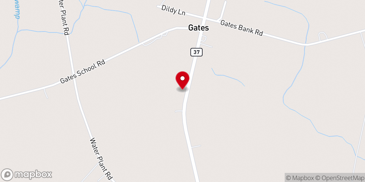 Map showing location of Kittrells Church