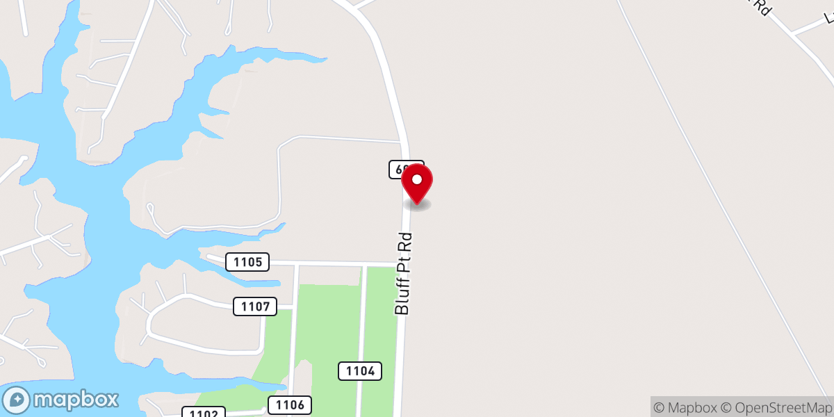 Map showing location of Bluff Point Church