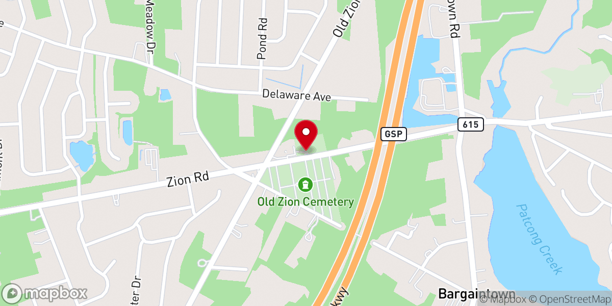 Map showing location of Zion United Methodist Church