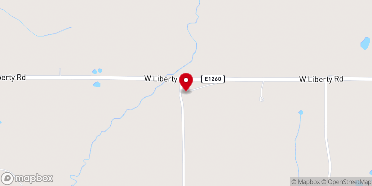 Map showing location of West Liberty Baptist Church