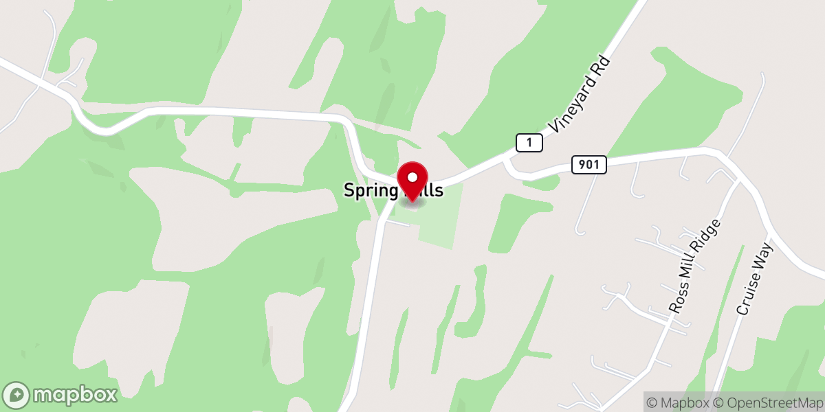 Map showing location of Falling Waters Presbyterian