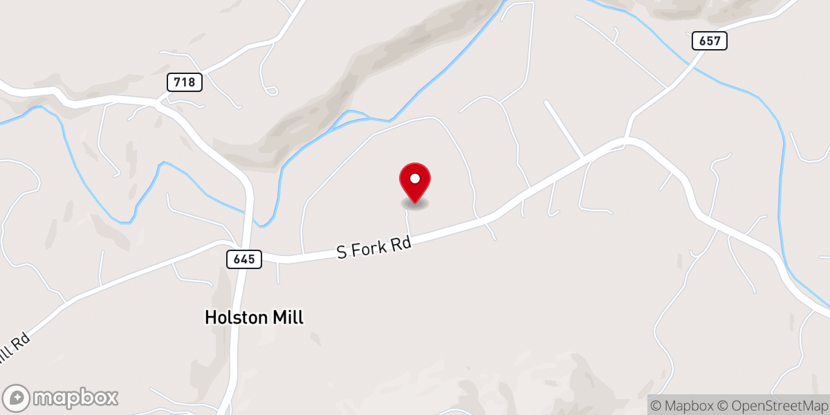 Map showing location of South Fork Baptist Church