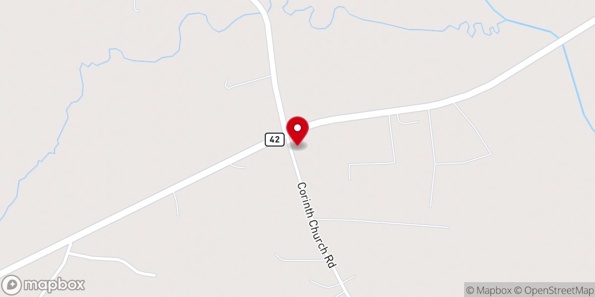 Map showing location of Corinth Church