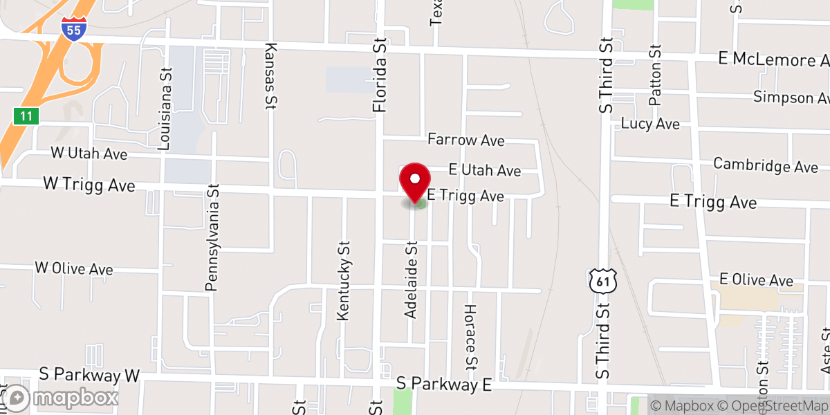 Map showing location of Gilmer Temple Church of God in Christ