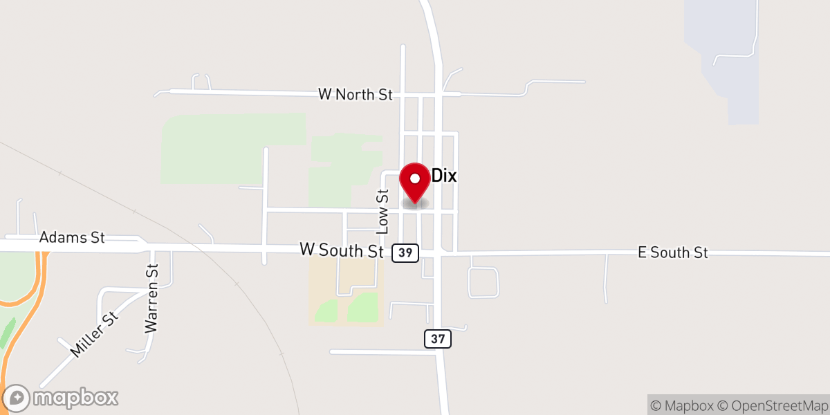 Map showing location of Dix United Methodist Church