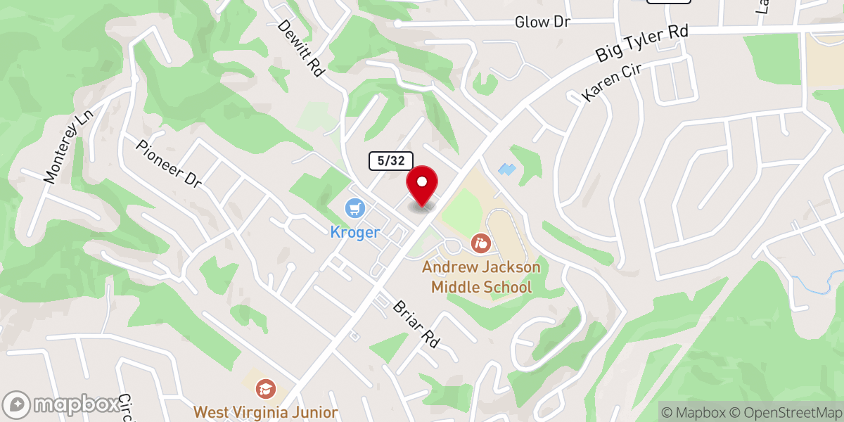 Map showing location of Cross Lanes Bible Church