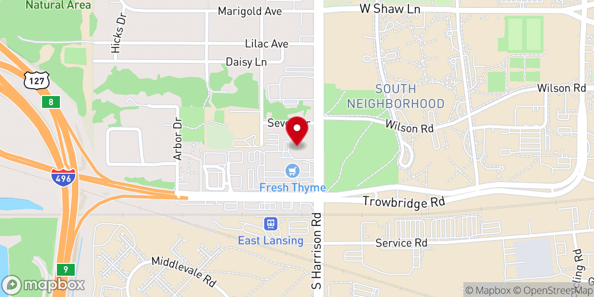 Map showing location of New Life Lansing Korean Presbyterian Church