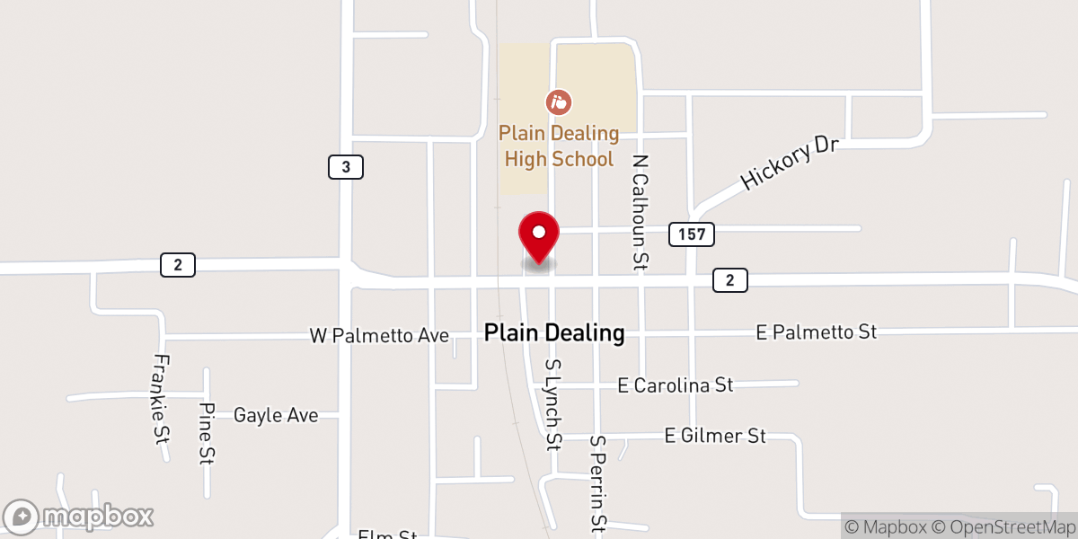 Map showing location of Bossier Parish Libraries Plain Dealing Branch