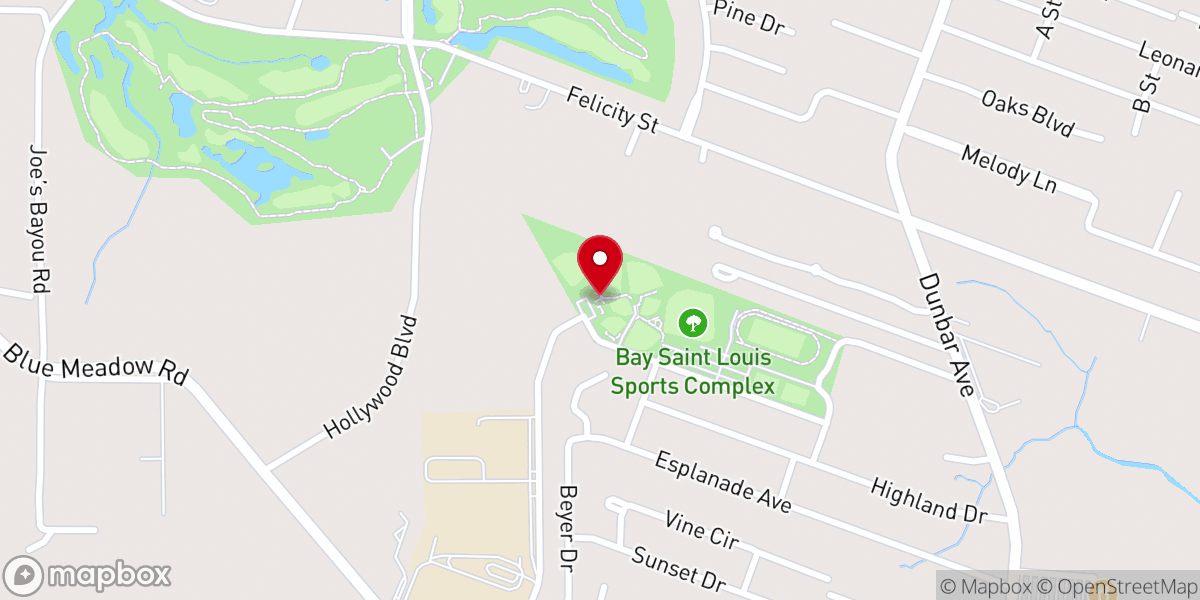 Map showing location of Bay St Louis Sports Complex