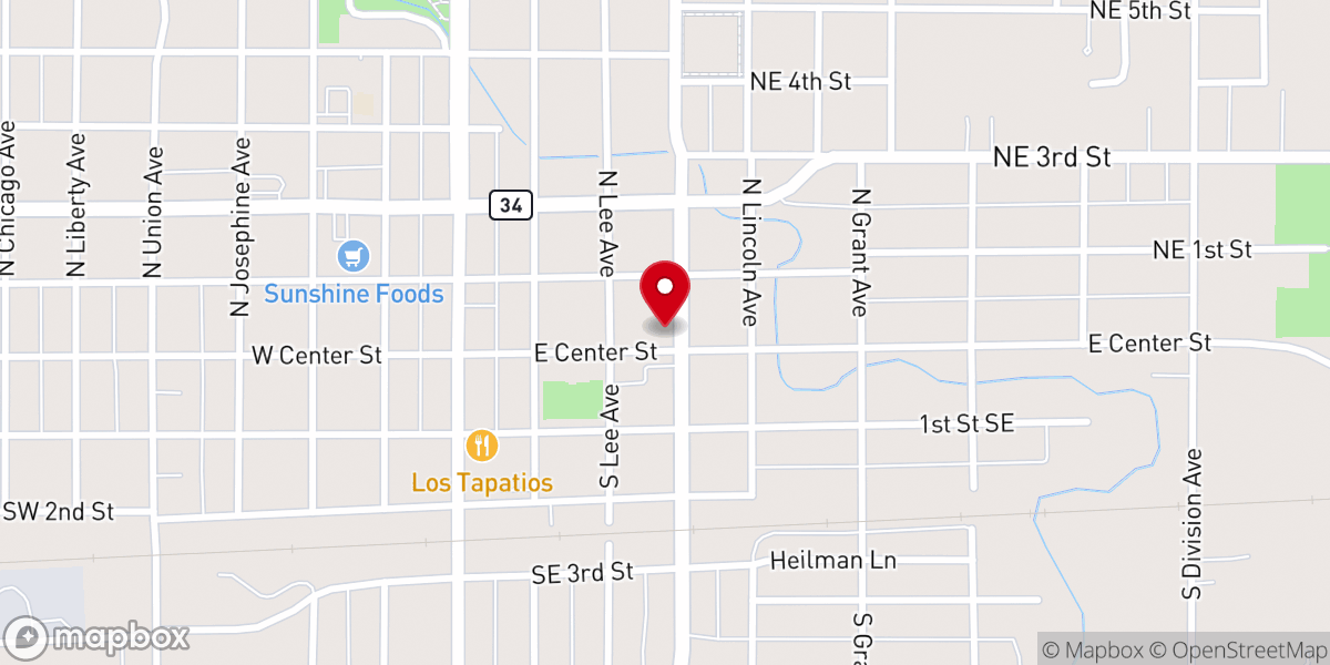 Map showing location of First Baptist Church