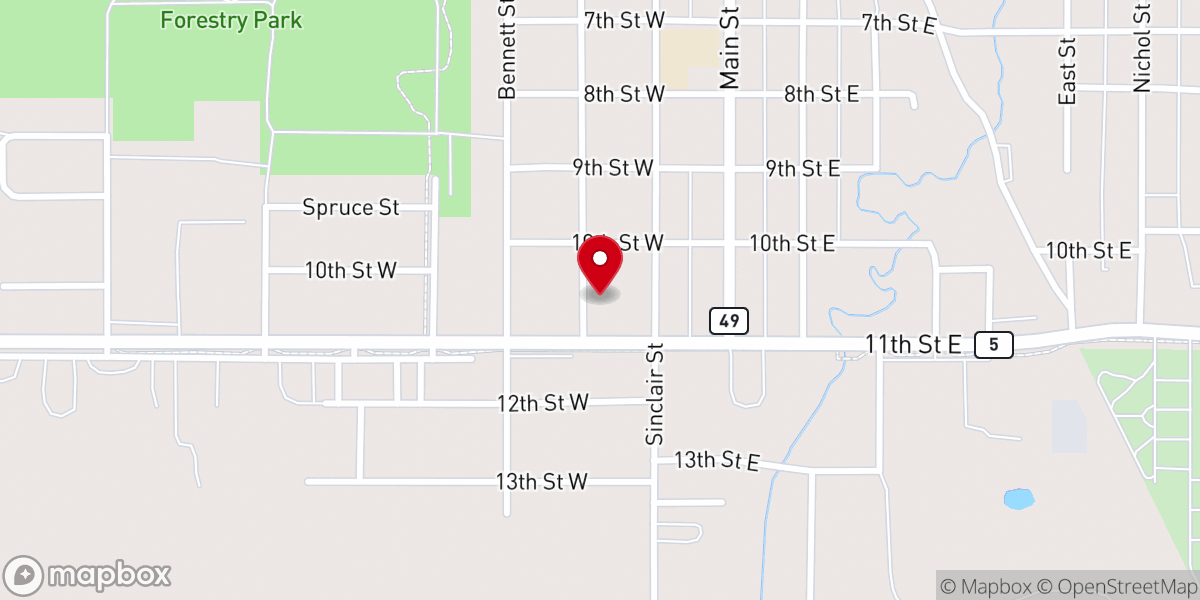 Map showing location of Bottineau Seventh-day Adventist Church