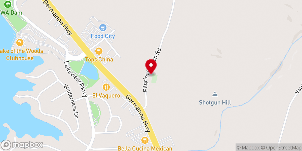 Map showing location of Pilgrim Baptist Church