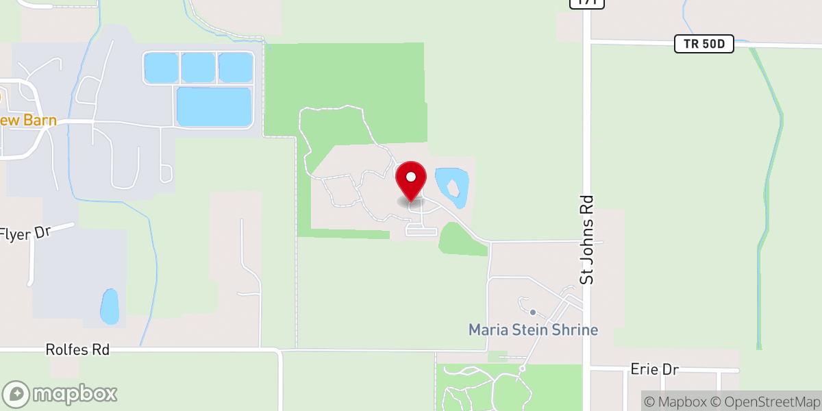 Map showing location of Spiritual Center of Maria Stein