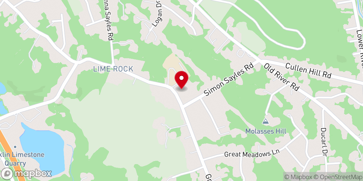 Map showing location of Lime Rock Baptist Church - Food Distribution Center