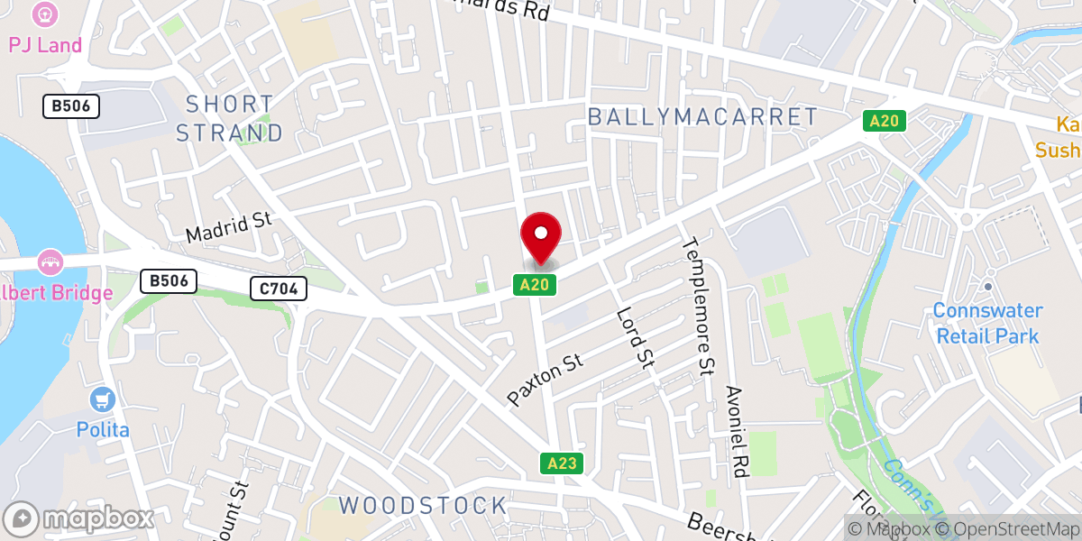 Map showing location of Mountpottinger Methodist Church