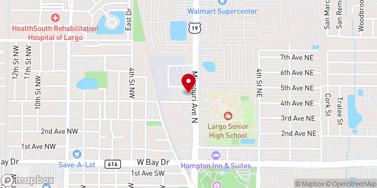 Map showing location of Prince of Peace Lutheran Church