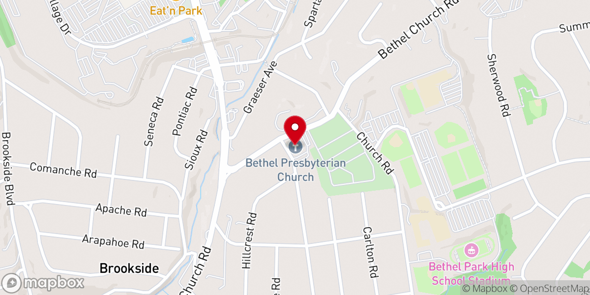 Map showing location of Bethel Presbyterian Church