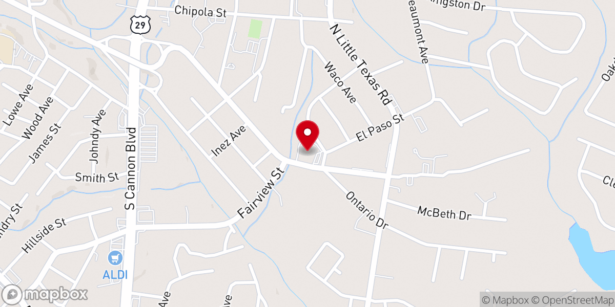 Map showing location of First Baptist Church of Kannapolis