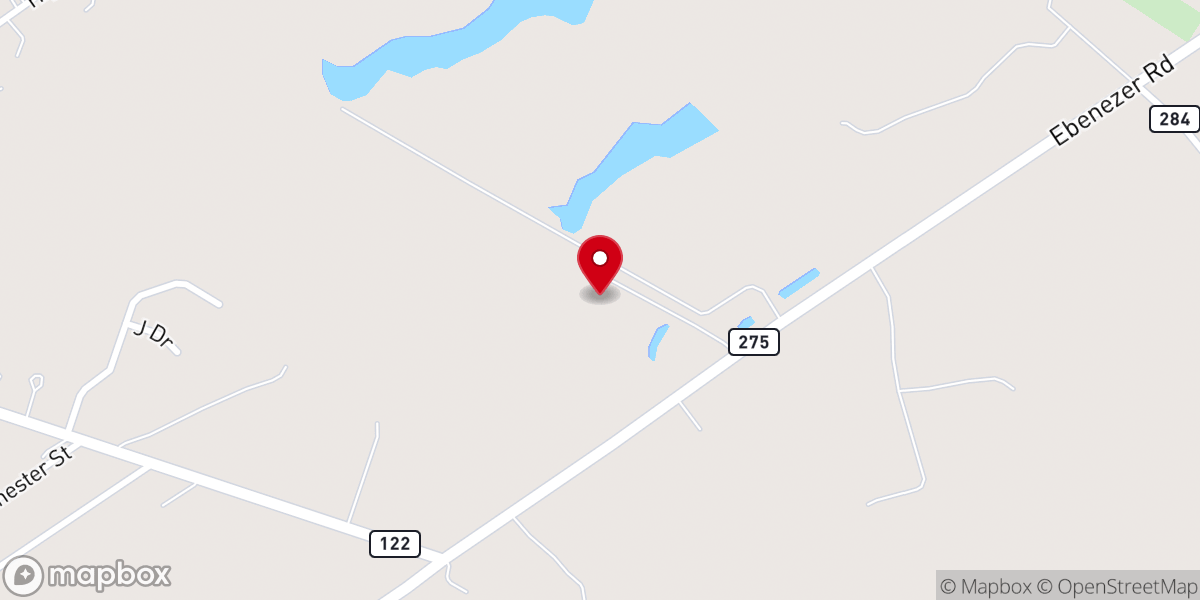 Map showing location of Baptist Church at Ebenezer