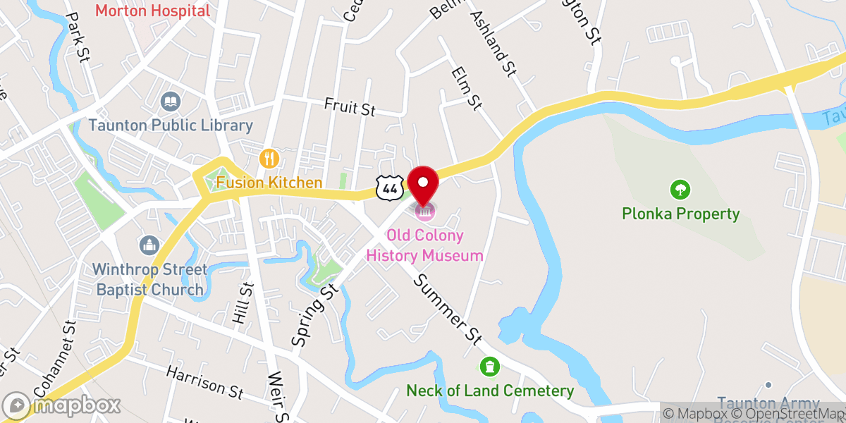 Map showing location of Old Colony History Museum