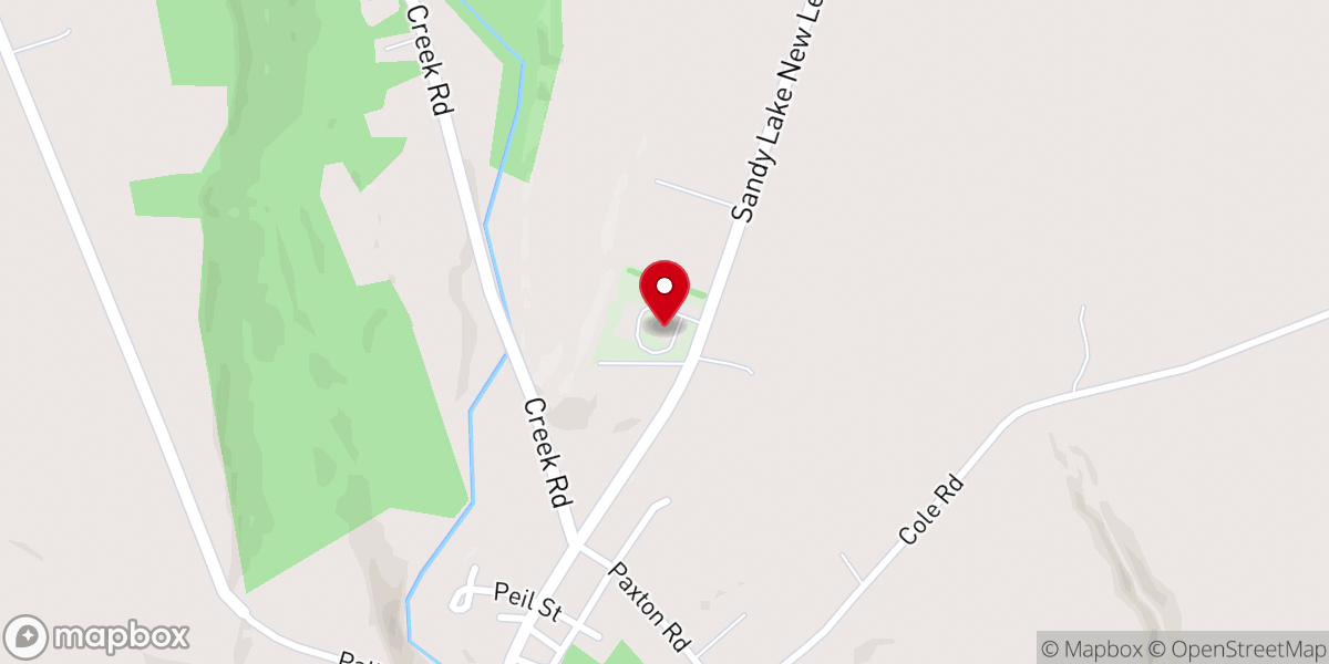 Map showing location of Sandy Lake Presbyterian Church