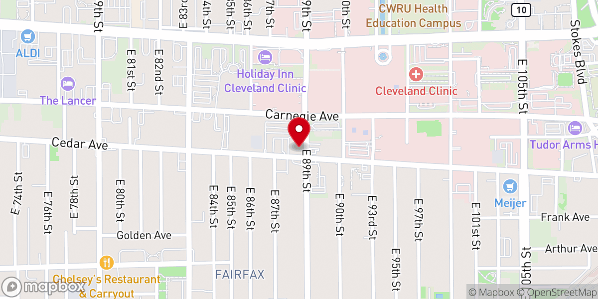 Map showing location of Antioch Baptist Church