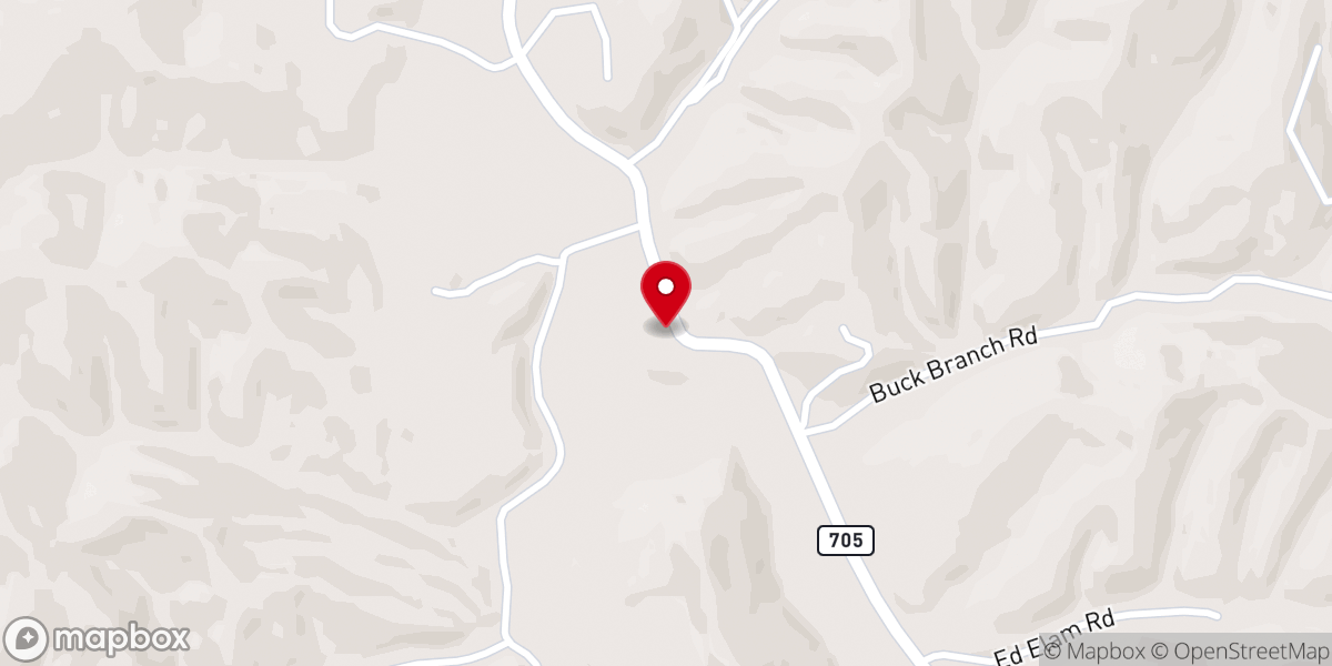 Map showing location of Grassy Lick Church