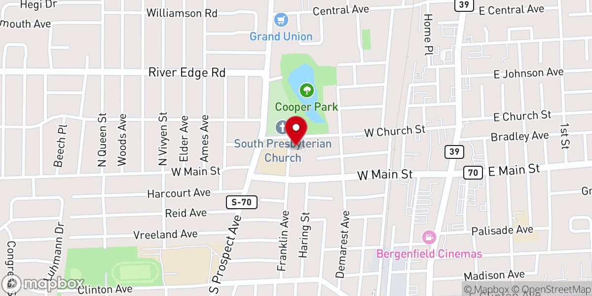 Map showing location of South Presbyterian Church