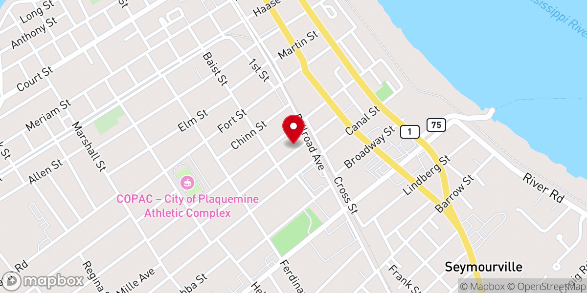 Map showing location of Victory Baptist Church-Plaquemine