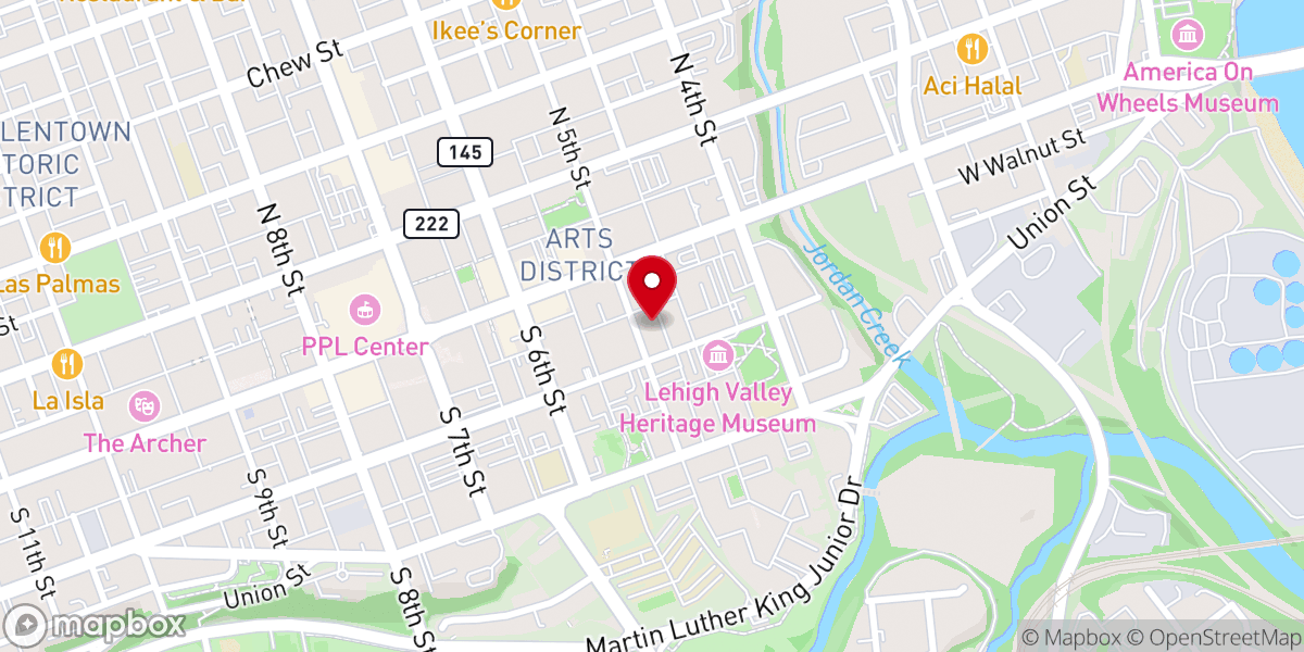 Map showing location of St John's Evangelical Lutheran Church