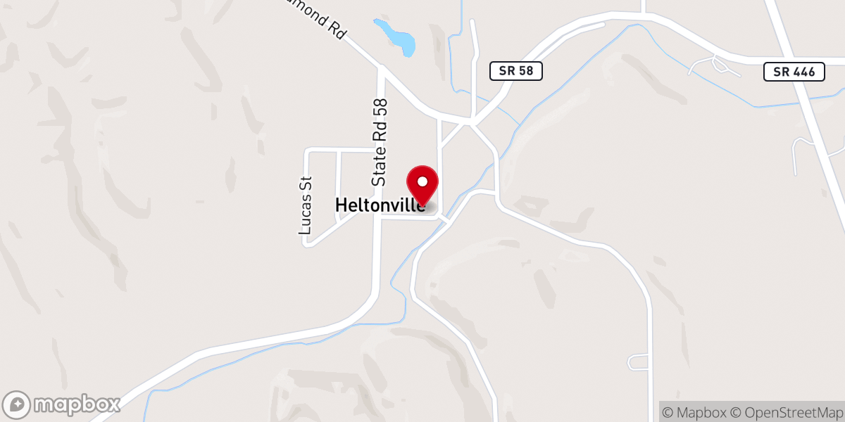 Map showing location of Heltonville Baptist church
