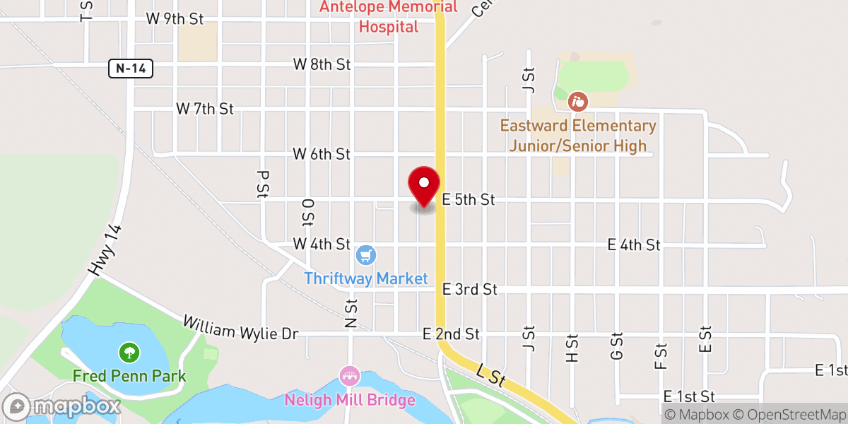 Map showing location of Antelope County Museum