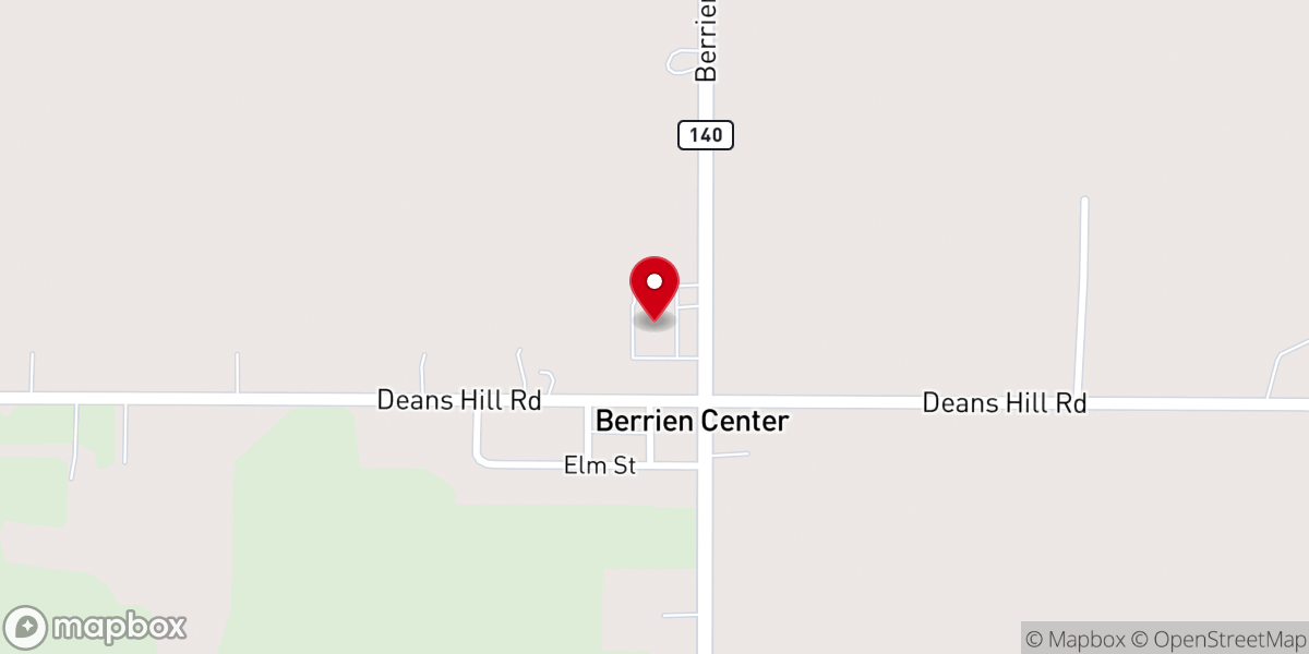 Map showing location of Berrien Center Bible Church