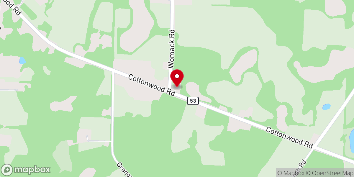 Map showing location of New Harmony Freewill Baptist Church