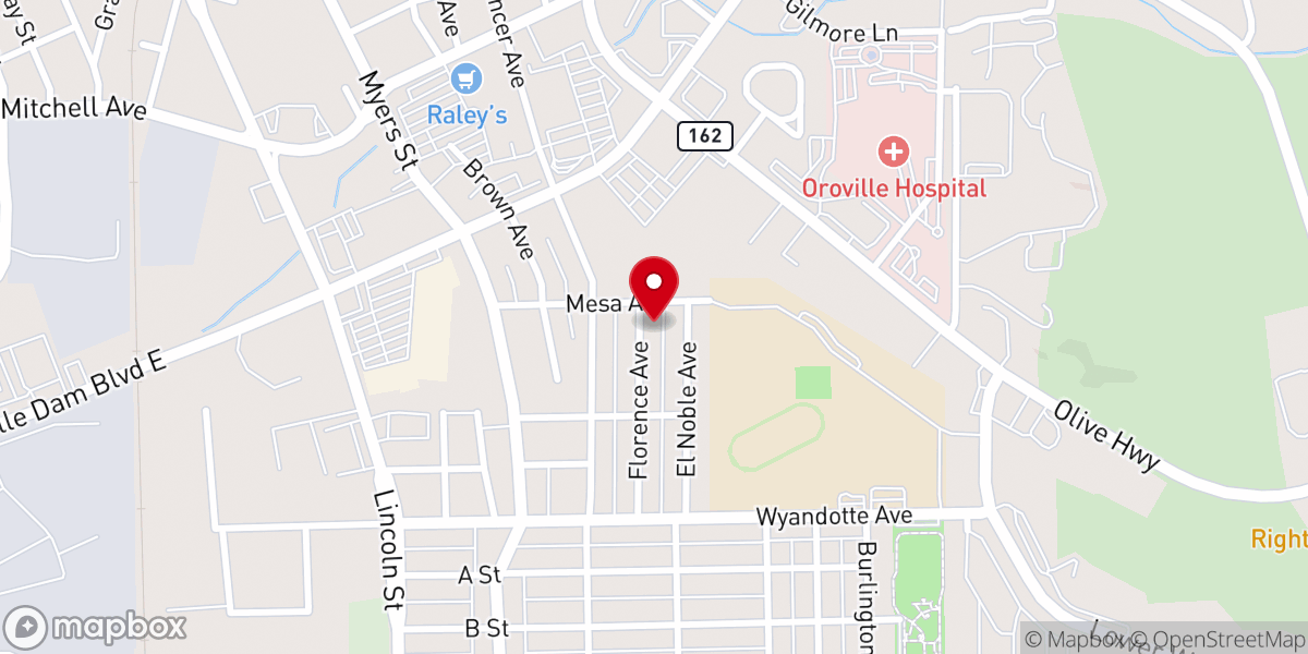 Map showing location of Oroville Baptist Church