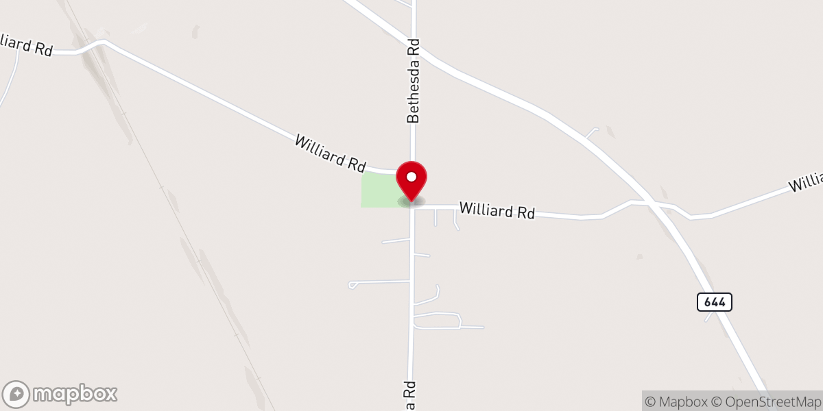 Map showing location of Bethesda Presbyterian Church