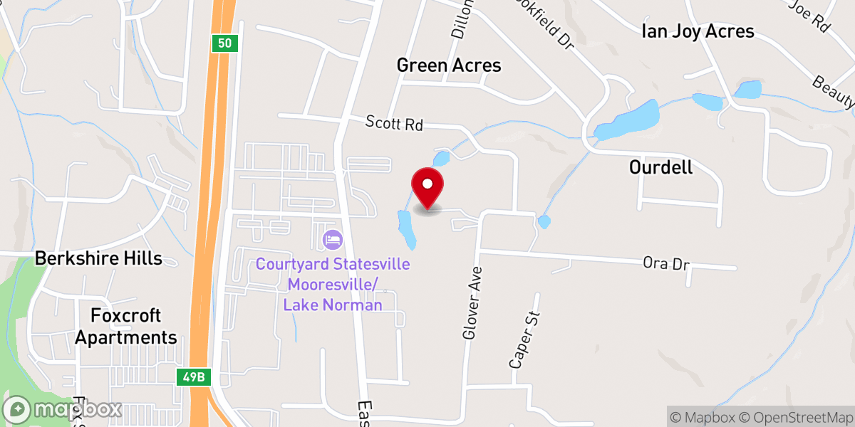 Map showing location of Cornerstone Church, Statesville
