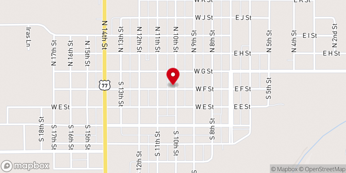 Map showing location of Wymore United Methodist Church
