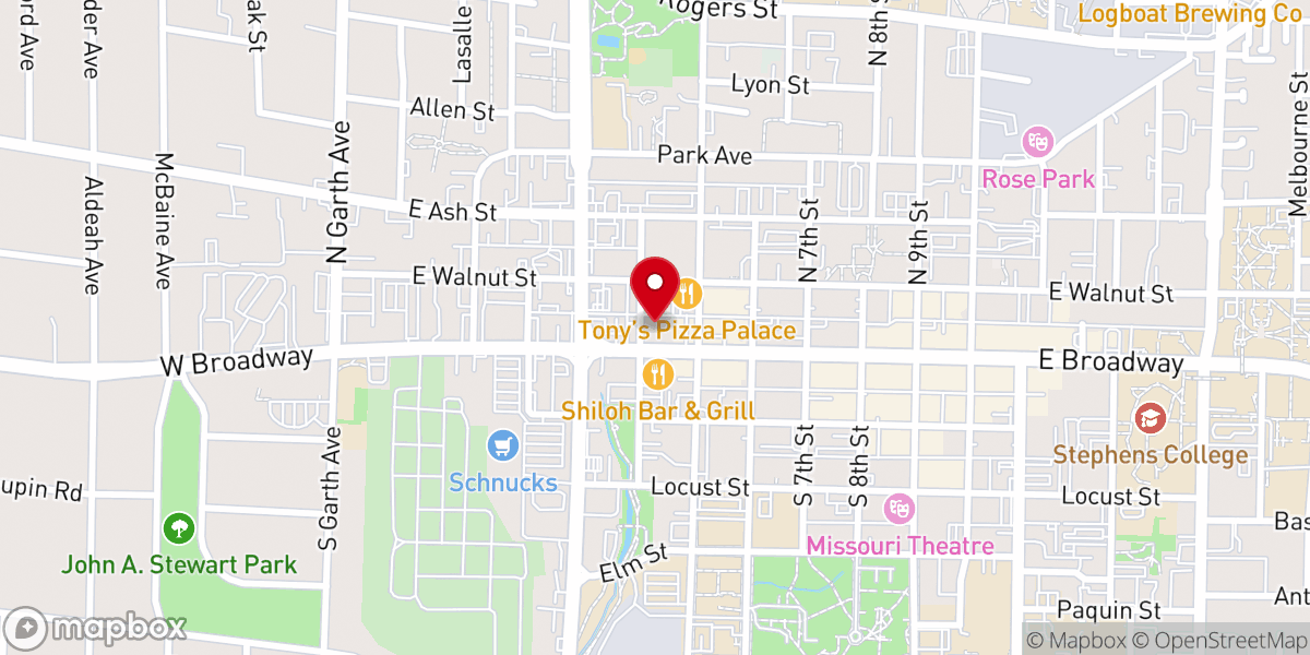Map showing location of Second Baptist Church