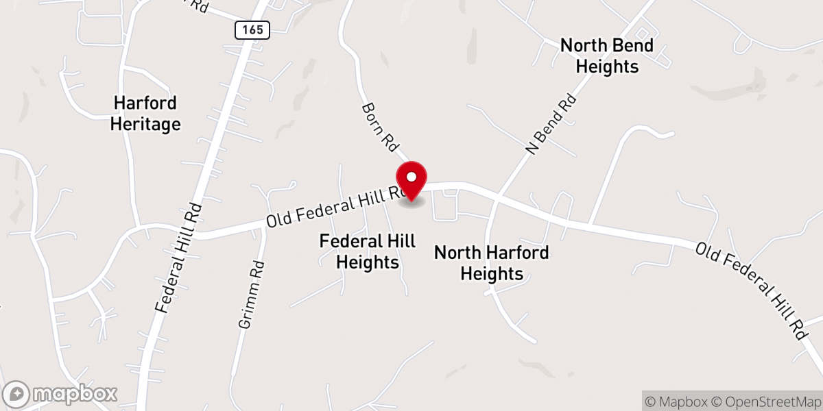 Map showing location of North Harford Baptist Church