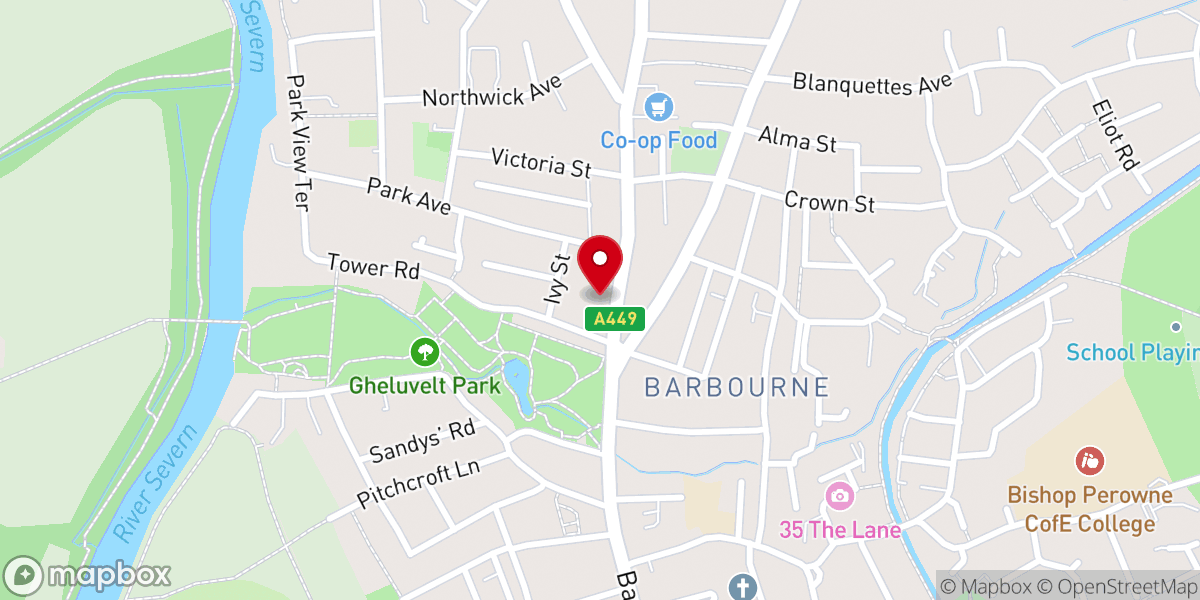 Map showing location of Ombersley Road Methodist Church