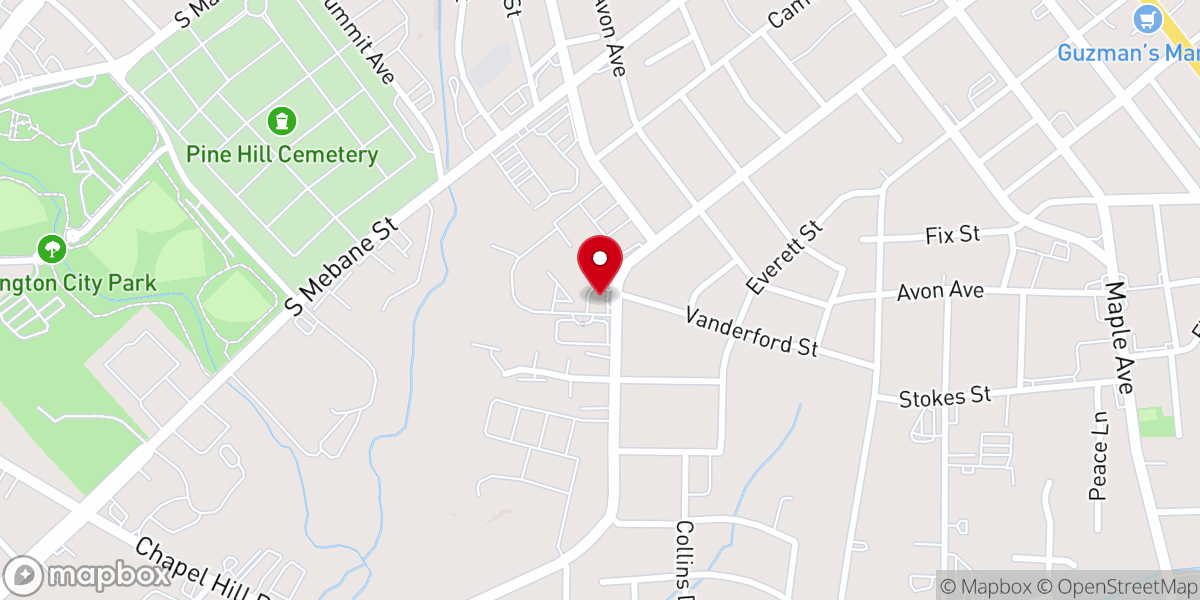 Map showing location of Burlington Assembly of God - Food Distribution Center