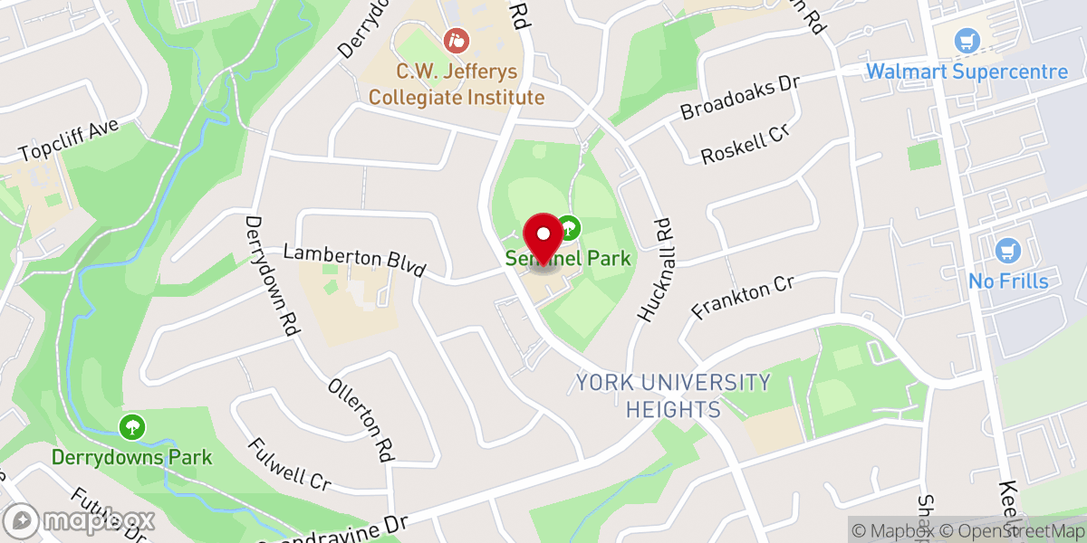 Map showing location of Toronto International Christian Church