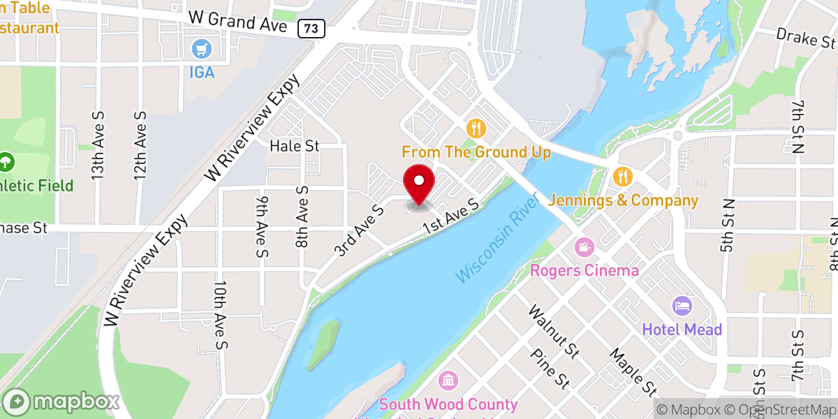 Map showing location of Wisconsin Rapids Moravian Church