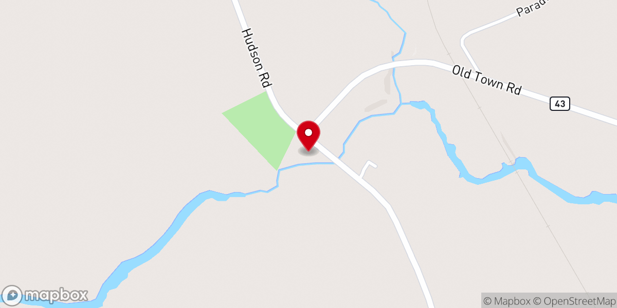 Map showing location of Hudson Baptist Church