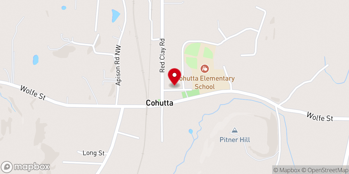 Map showing location of Cohutta First Baptist Church