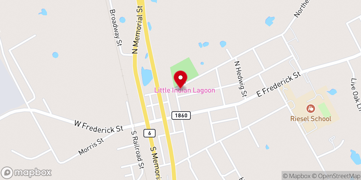 Map showing location of First Baptist Church Riesel