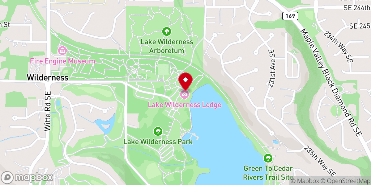 Map showing location of Lake Wilderness Lodge